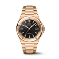 Rose-gold IWC SCHAFFHAUSEN INGENIEUR Automatic 40 watch, black textured dial with date 25, SWISS MADE.