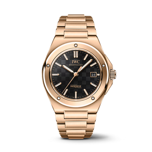 Rose-gold IWC SCHAFFHAUSEN INGENIEUR Automatic 40 watch, black textured dial with date 25, SWISS MADE.