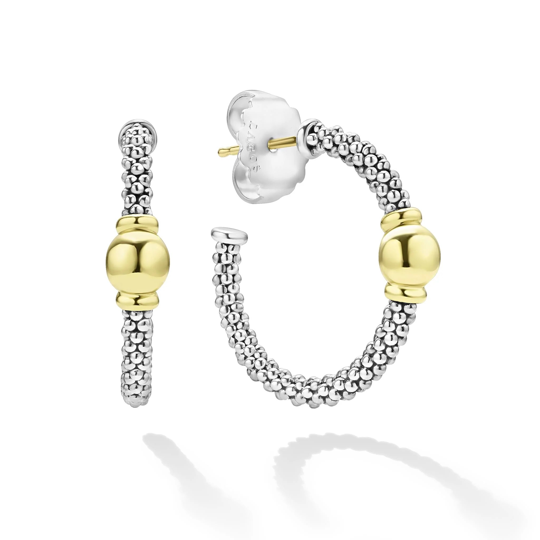 Two-Tone Station Hoop Earrings