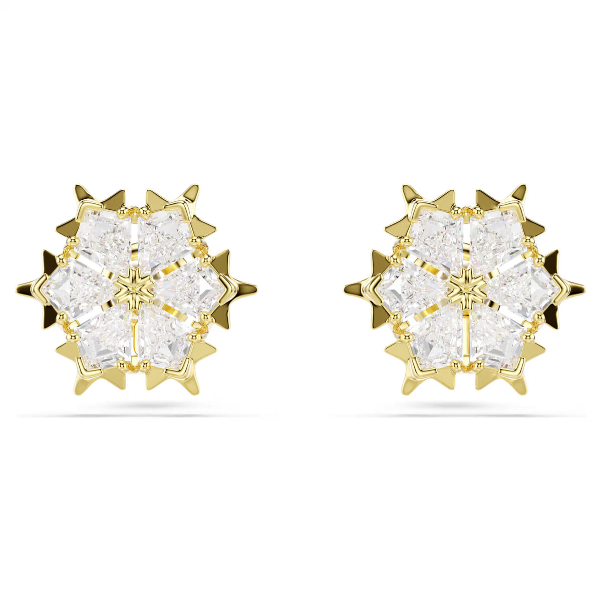 snowflake earrings with a gold finish