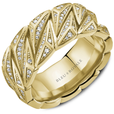 14K Yellow Gold 0.74ctw Diamond Geometric Band