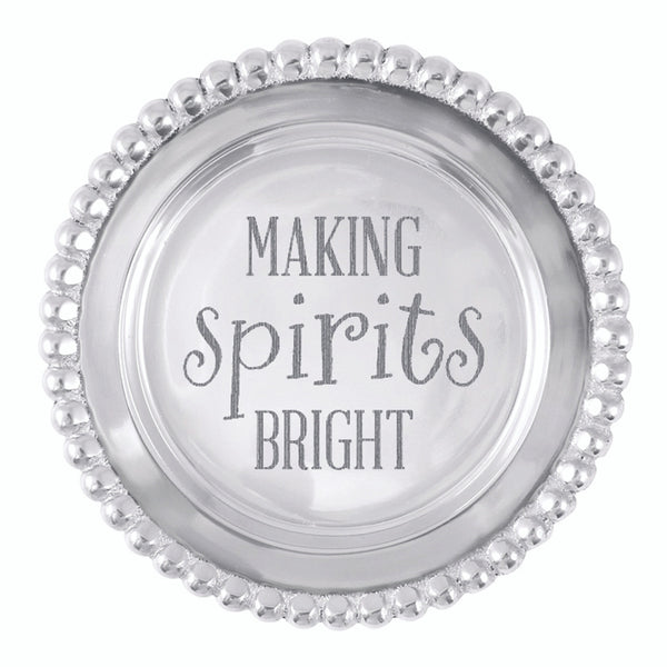 "Making Spirits Bright" Beaded Wine plate