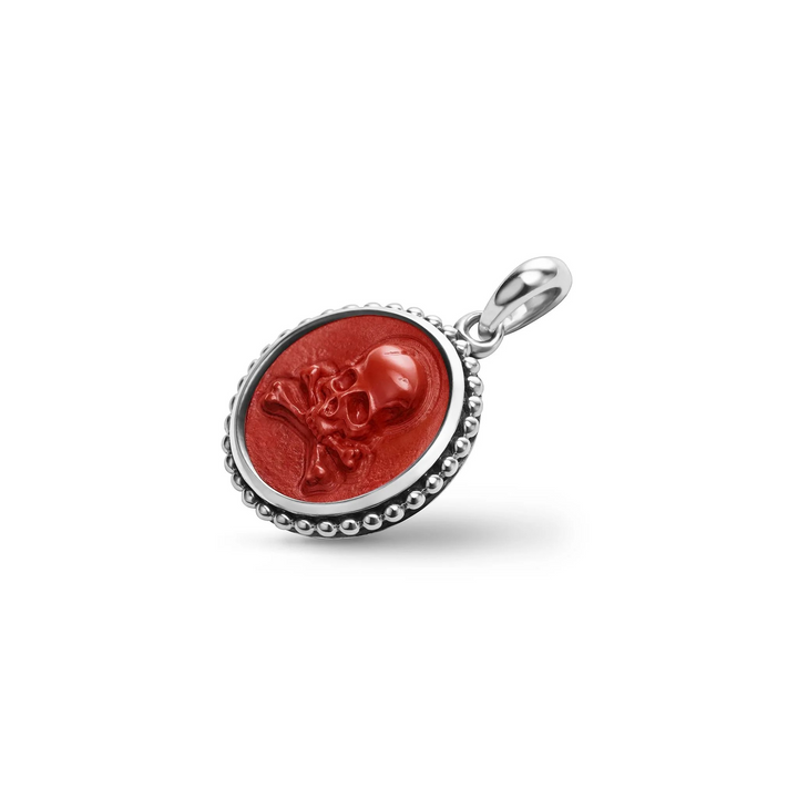 Small Red Jasper Skull Crossbone Amulet