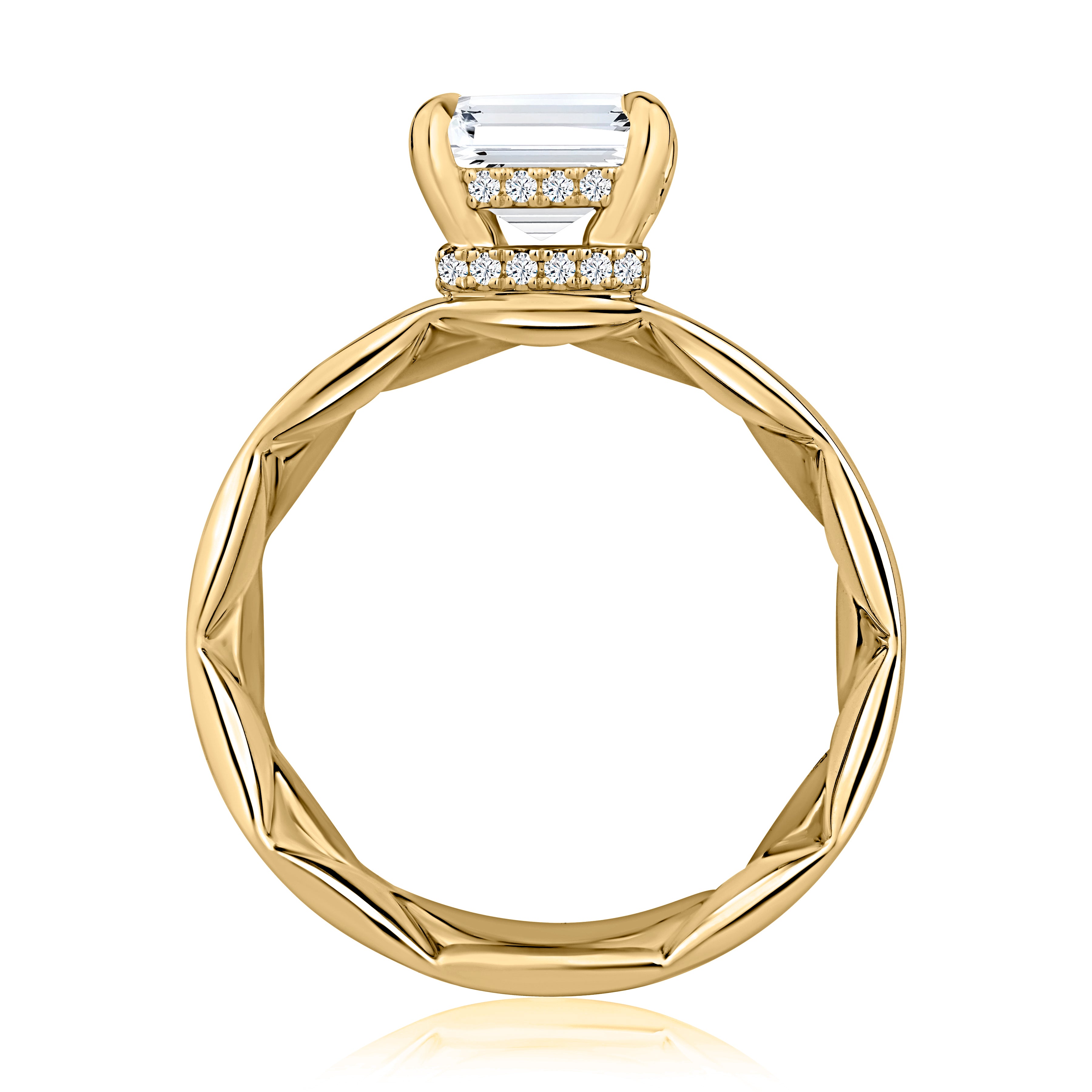0.06ctw Modern Bezel Set Emerald Diamond Ring