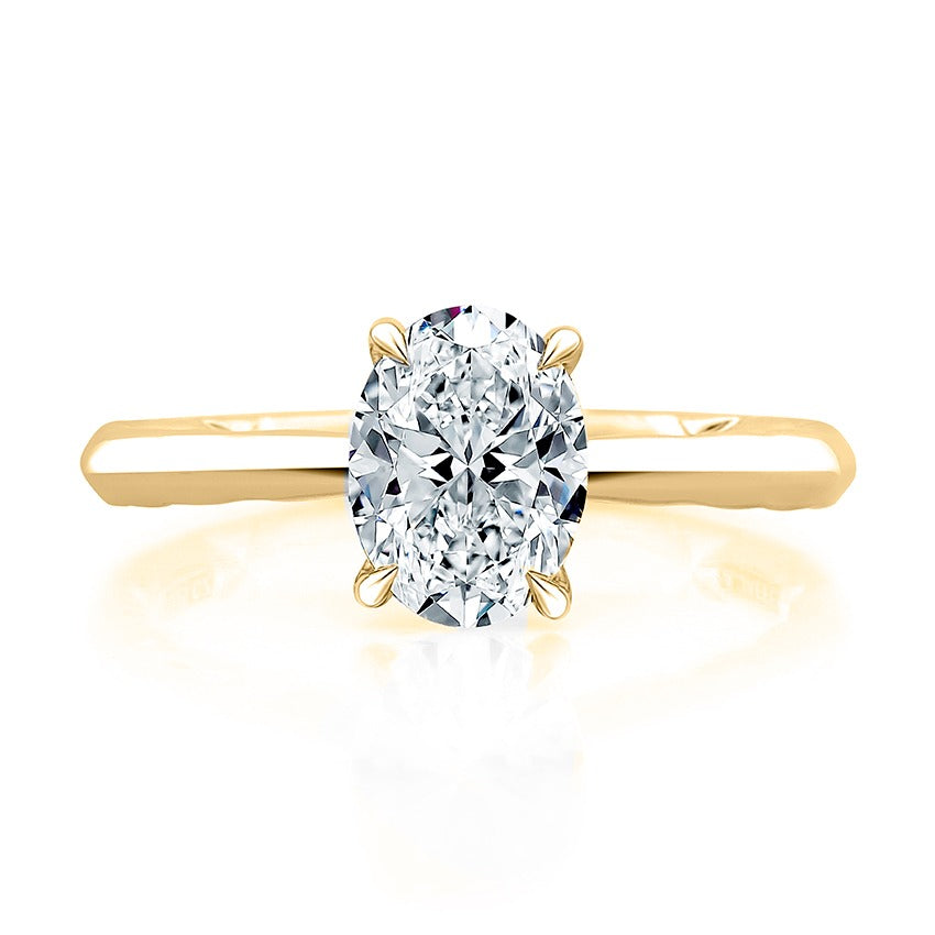 0.08ctw Hidden Halo Oval Solitaire Diamond Engagement Ring