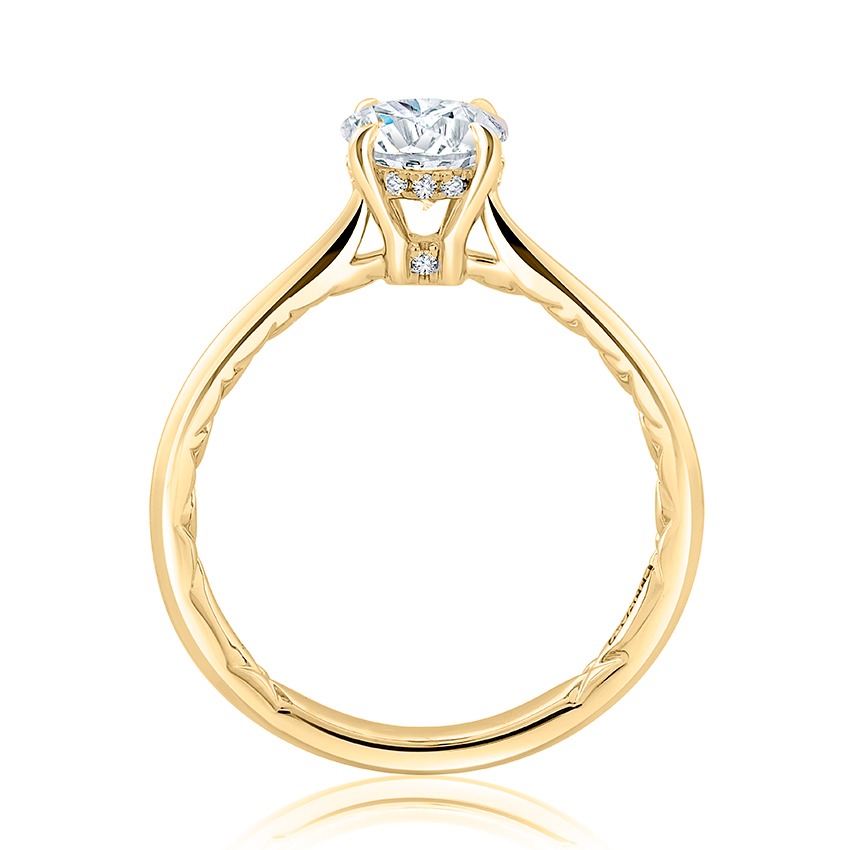 0.08ctw Hidden Halo Oval Solitaire Diamond Engagement Ring