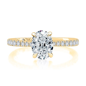 0.28ctw Hidden Halo Oval Solitaire Diamond Engagement Ring