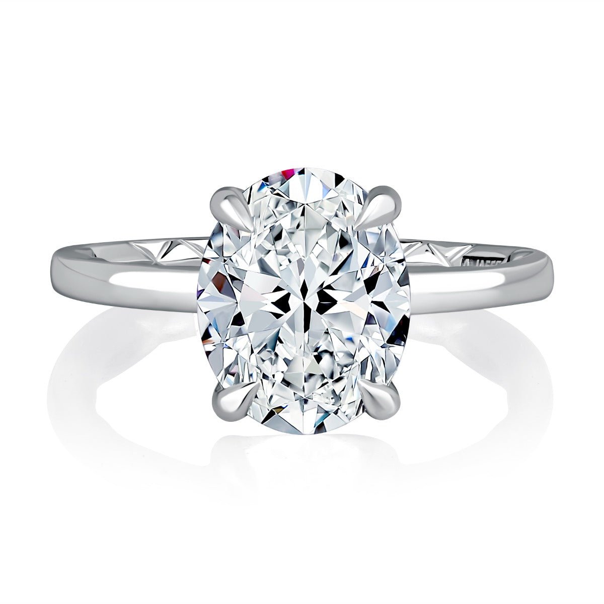 0.08ctw Hidden Halo Oval Solitaire Diamond Engagement Ring