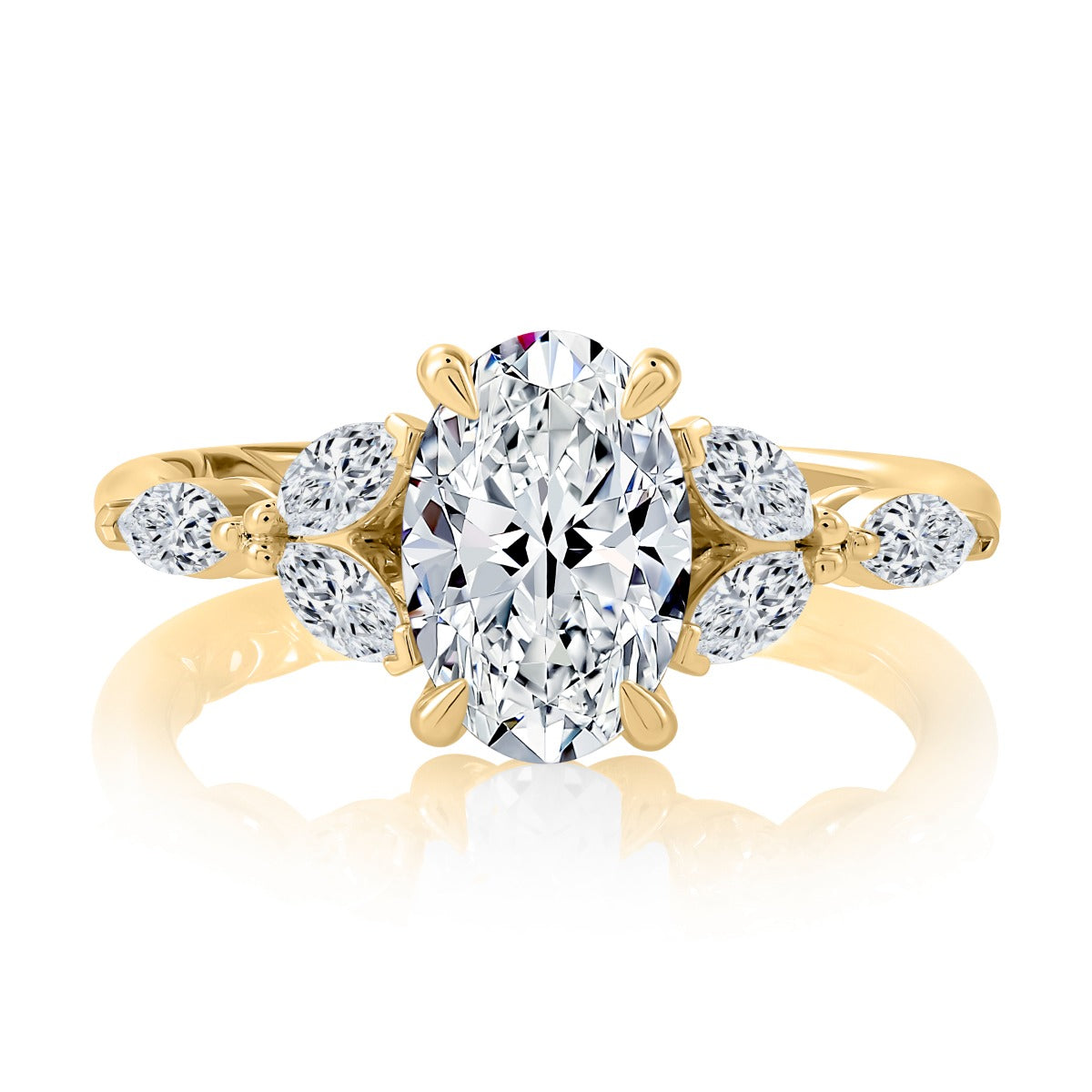 0.60ctw Floral Inspired Oval Engagement Ring