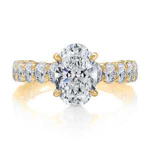 1.71ctw Hidden Halo Oval Center Engagement Ring