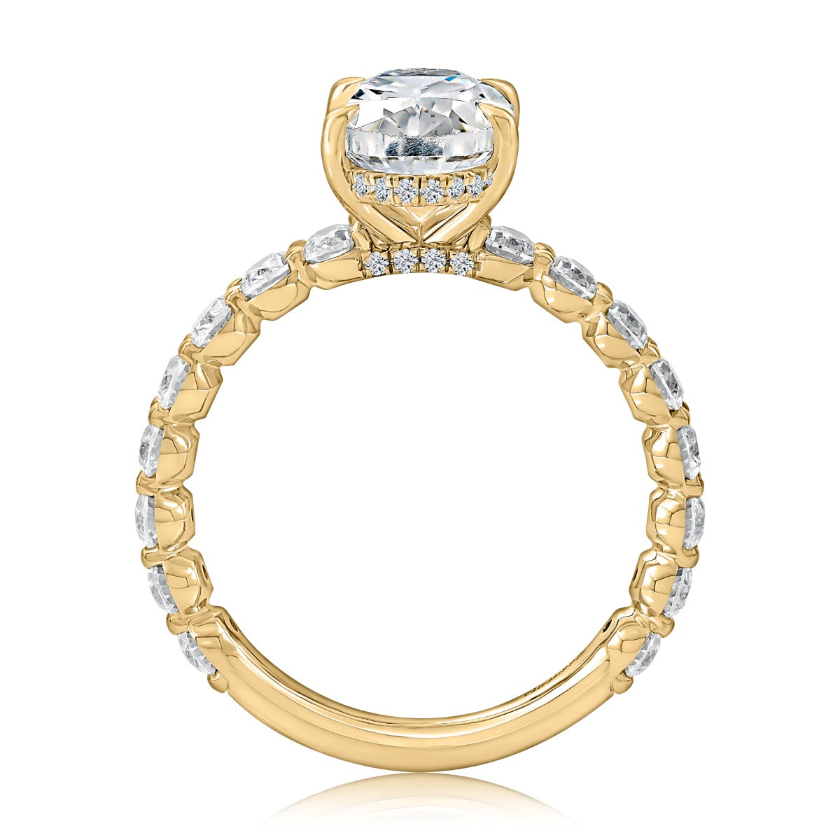 1.71ctw Hidden Halo Oval Center Engagement Ring