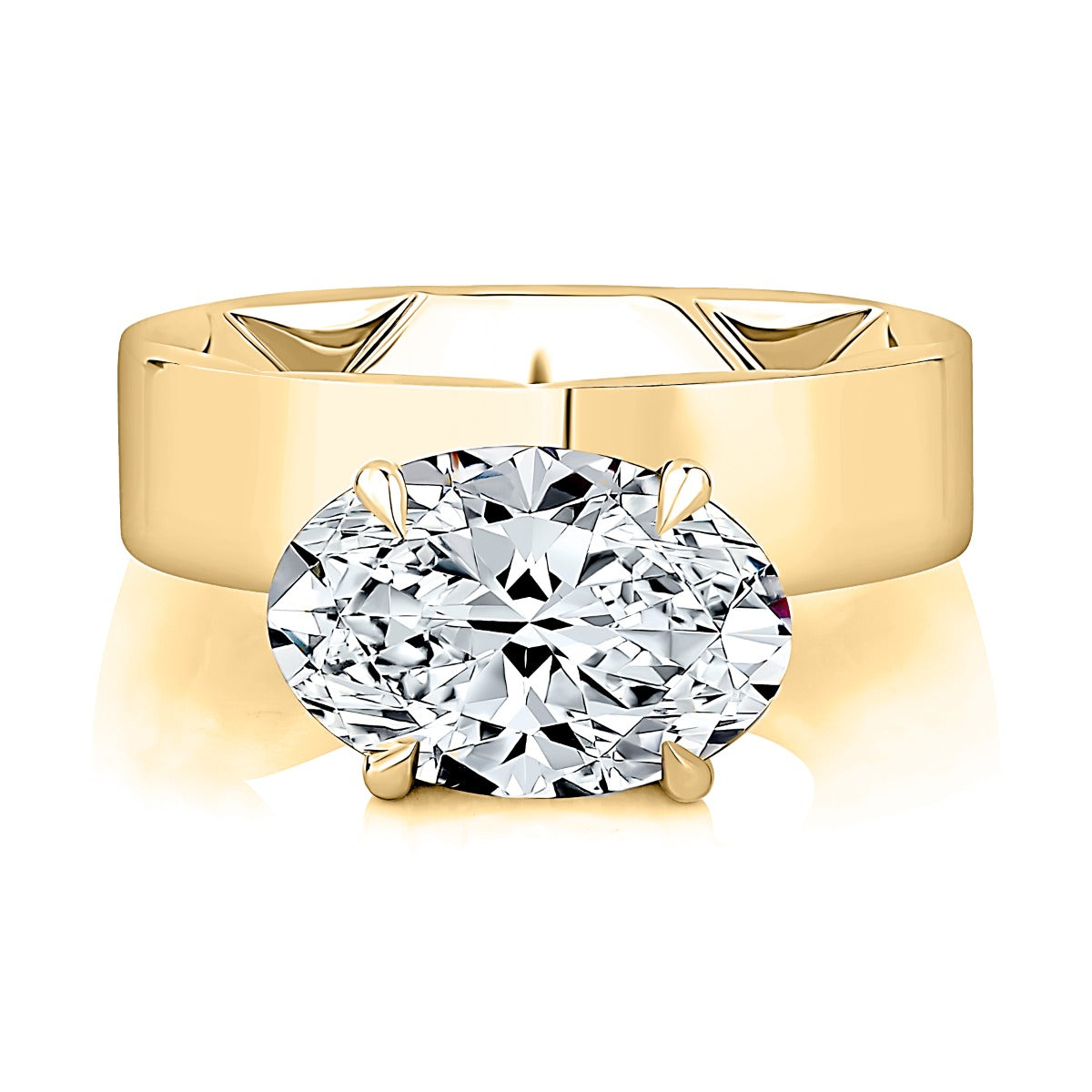 0.09ctw Modern East West Set Oval Diamond Solitaire Engagement Ring