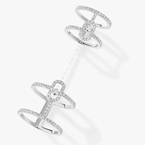 1ctw White Gold Double Pavé Diamond Ring