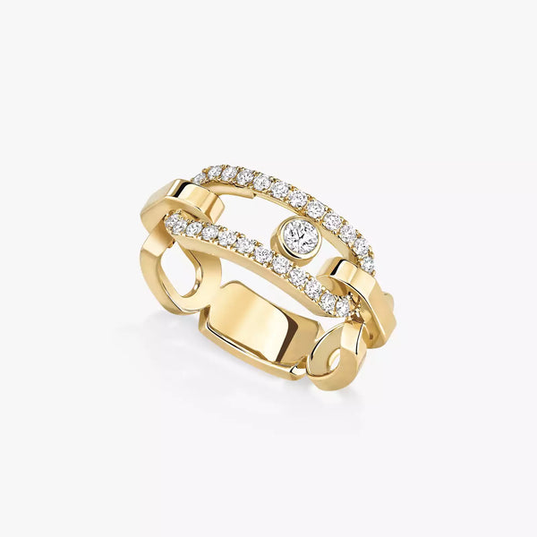 0.45ctw Yellow Gold Diamond Move Link Fashion Ring