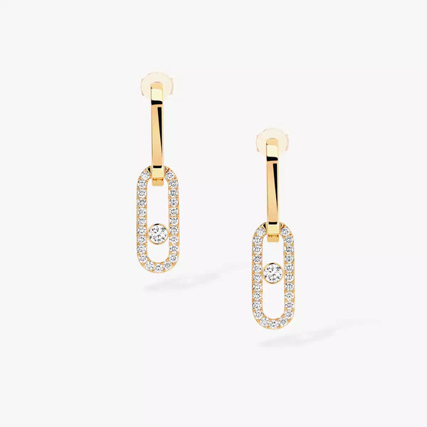 0.88ctw Yellow Gold Diamond Pavé Dangle Earrings