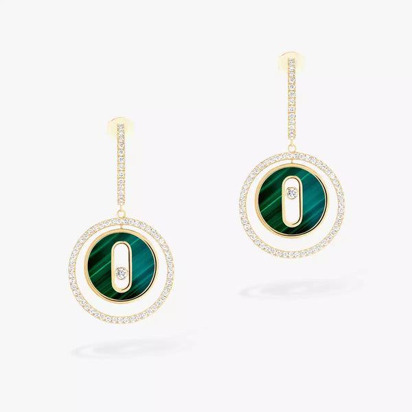 Yellow Gold Diamond & Malachite Dangle Earrings