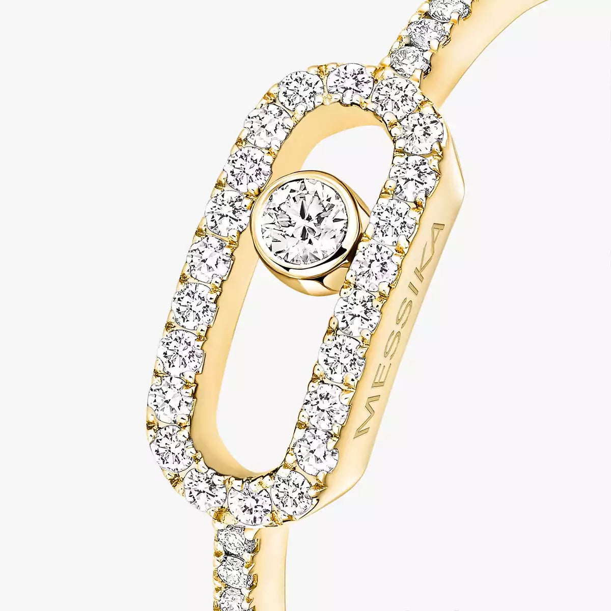 Gold ring with diamonds on a white background