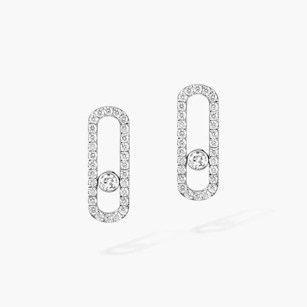 0.67ctw White Gold Diamond Pavé-Set Earrings