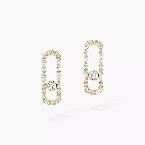 0.67ctw Yellow Gold Diamond Pavé-Set Earrings