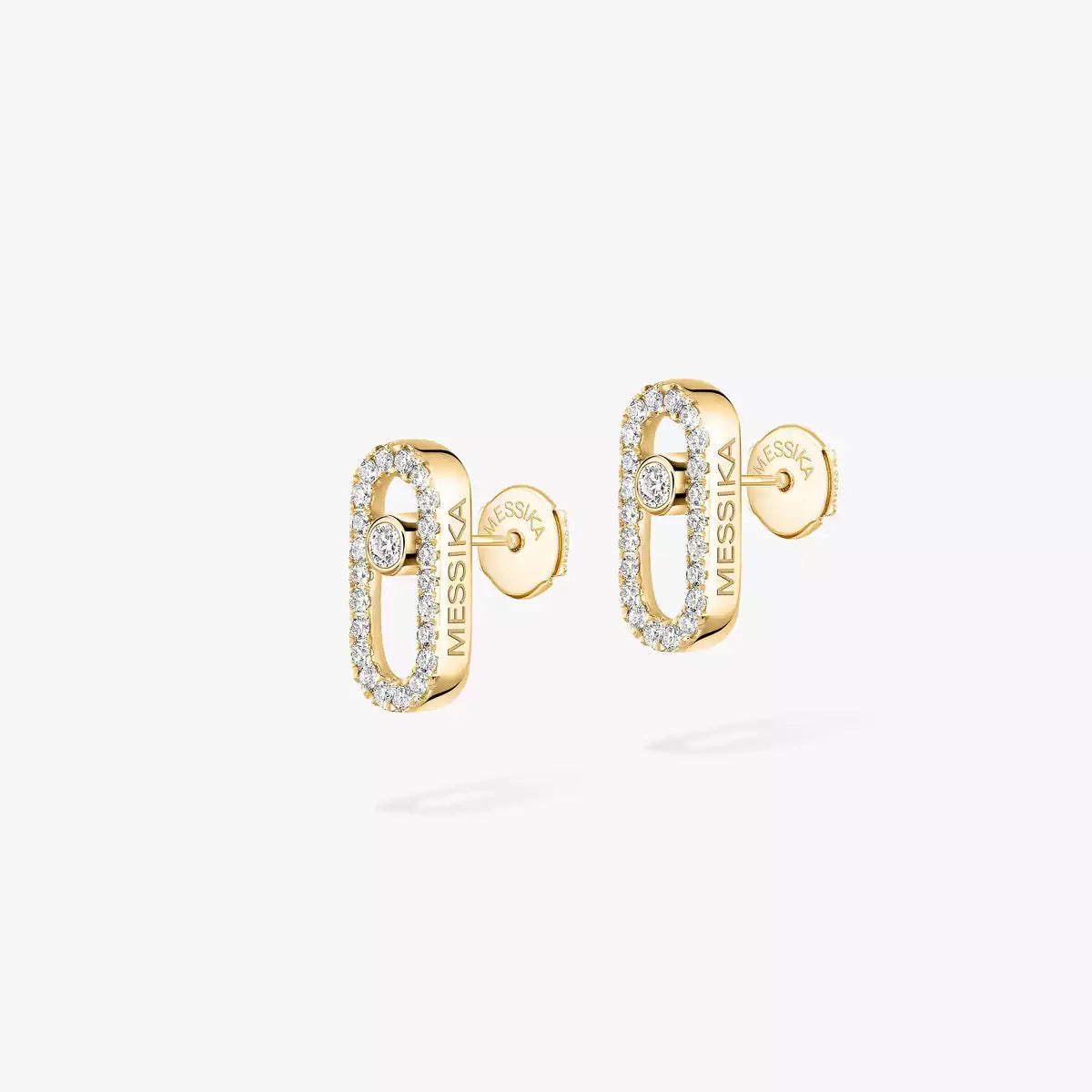 side view 0.16ctw Yellow Gold Diamond Pavé Stud Earrings