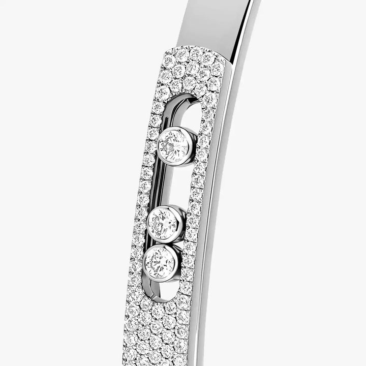 0.92ctw White Gold Diamond Pavé Bangle Bracelet