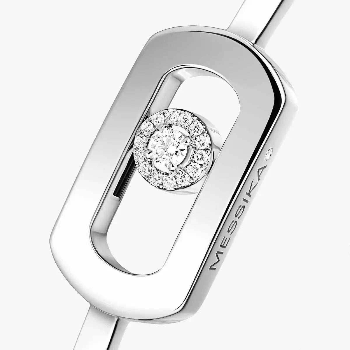 up close picture of 0.11ctw White Gold Diamond Bangle Bracelet