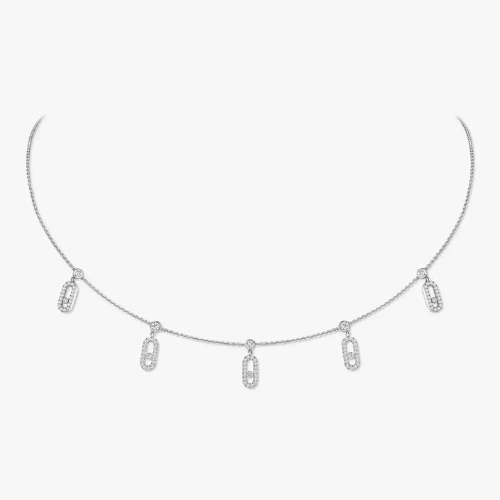 0.61ctw White Gold Diamond Pavé Drop Pendant Choker
