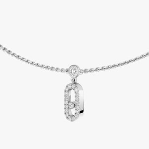 Silver necklace with a pendant on a white background