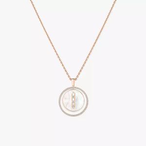 Yellow Gold Diamond & White Mother-Of-Pearl Necklace