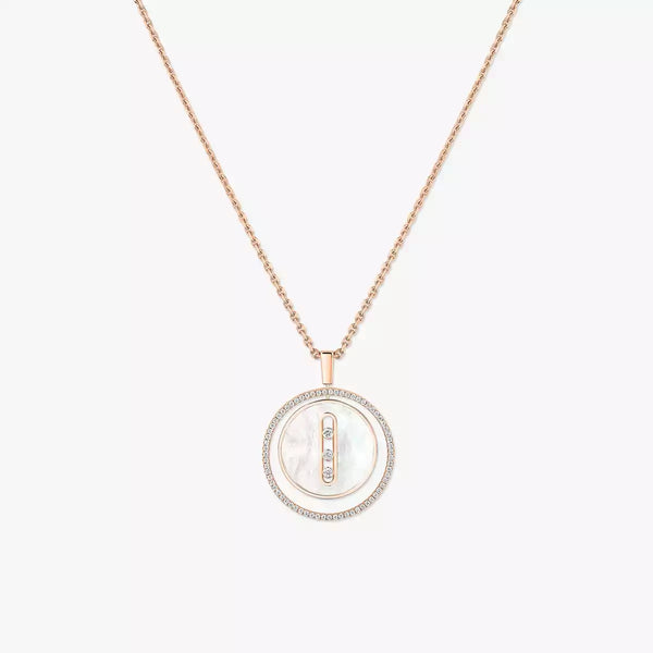 Yellow Gold Diamond & White Mother-Of-Pearl Necklace