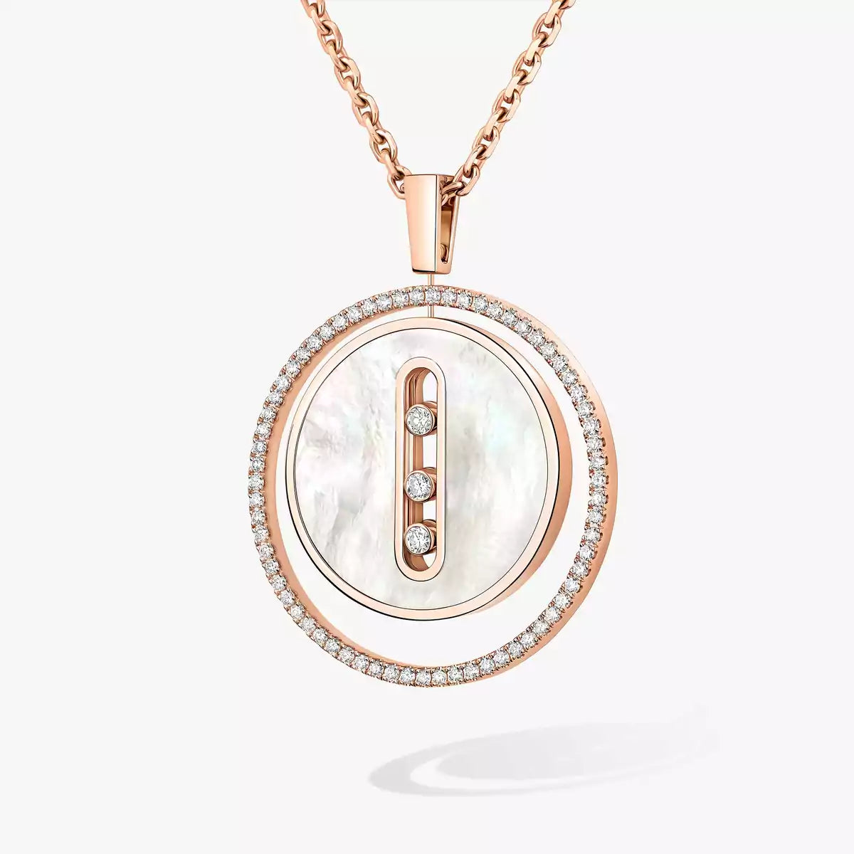 Yellow Gold Diamond & White Mother-Of-Pearl Necklace
