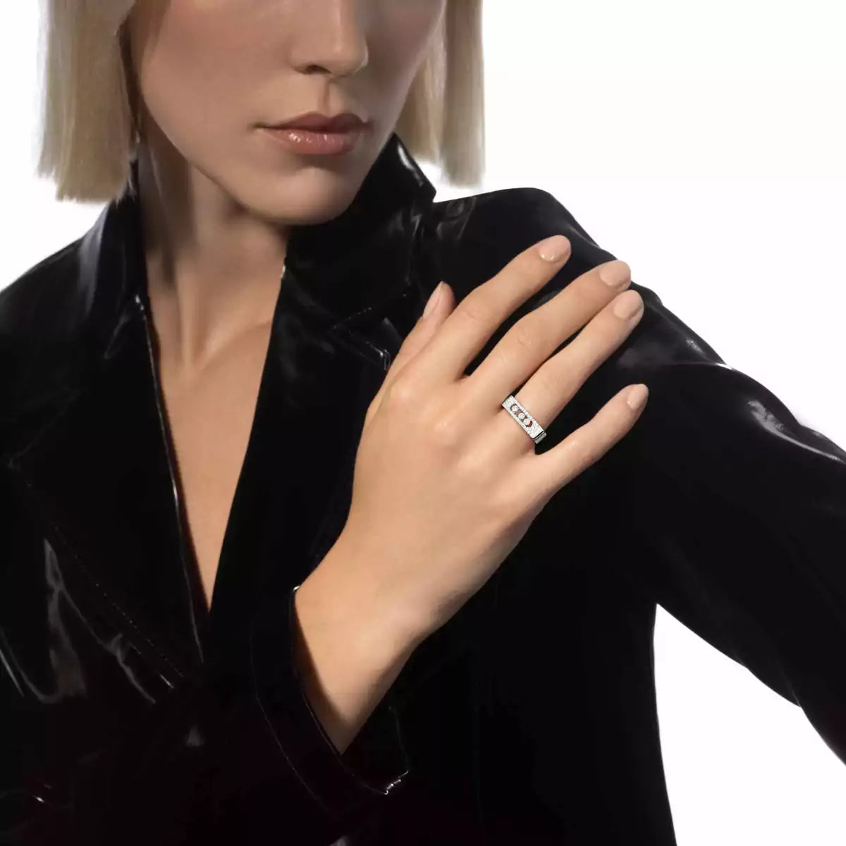 model wearing the 0.48ctw White Gold Diamond Pavé Fashion Ring