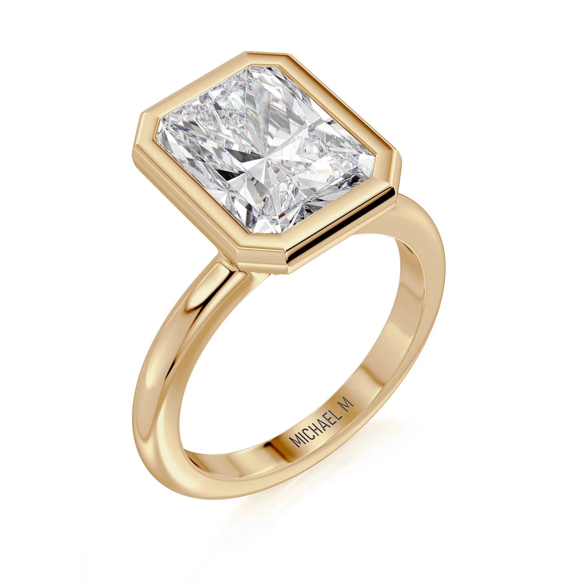 0.30ctw Diamond Radiant Bezel Set Engagement Ring