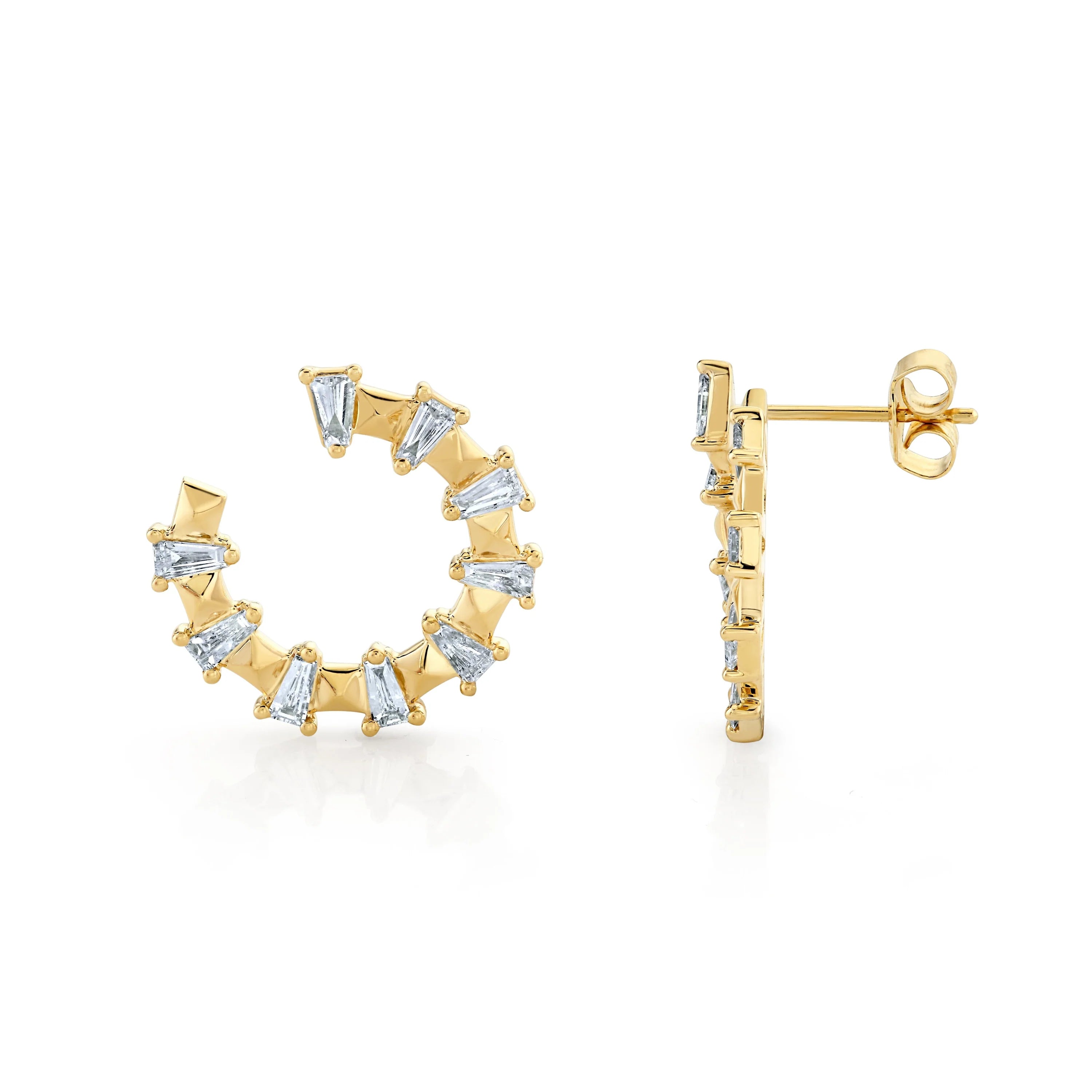 0.96ctw Montage Baguette Front-to-Back Hoops