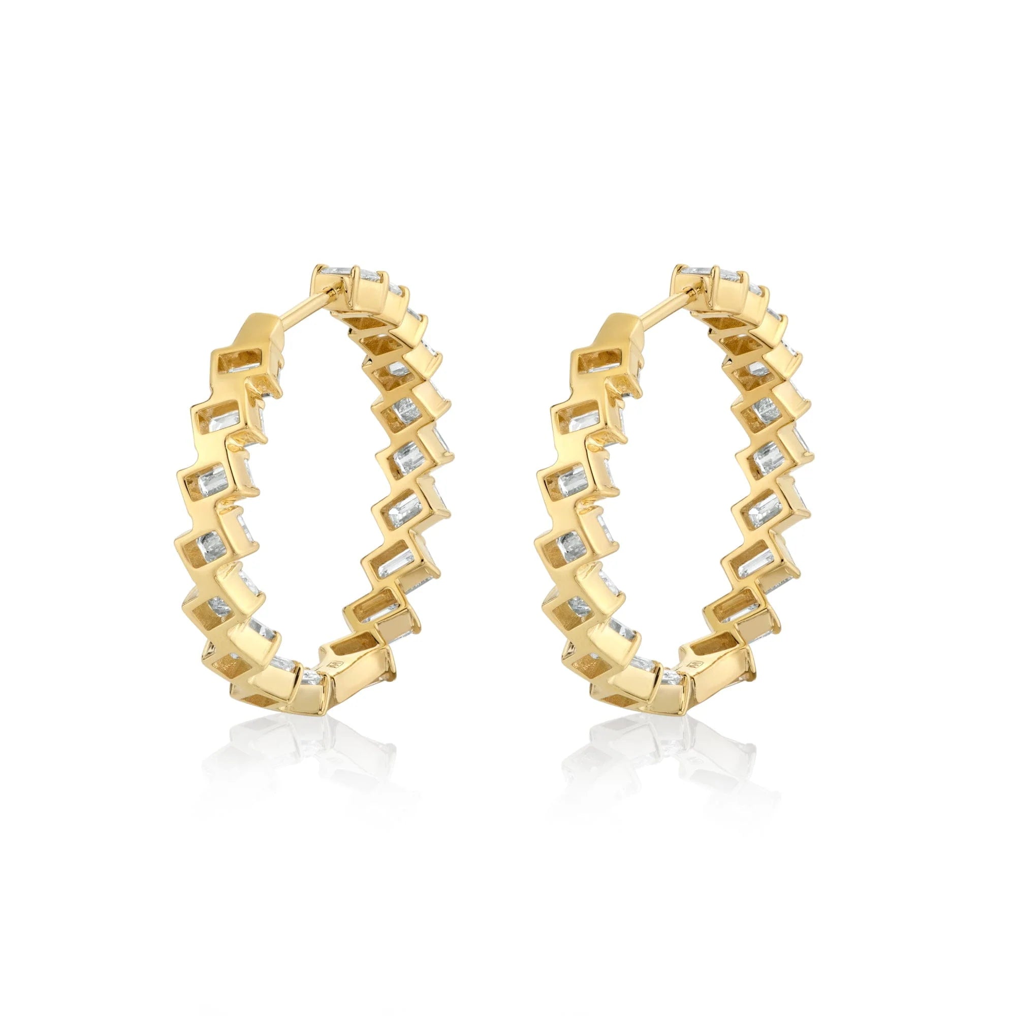 5.20ctw Montage Emerald Cut Hoop Earrings