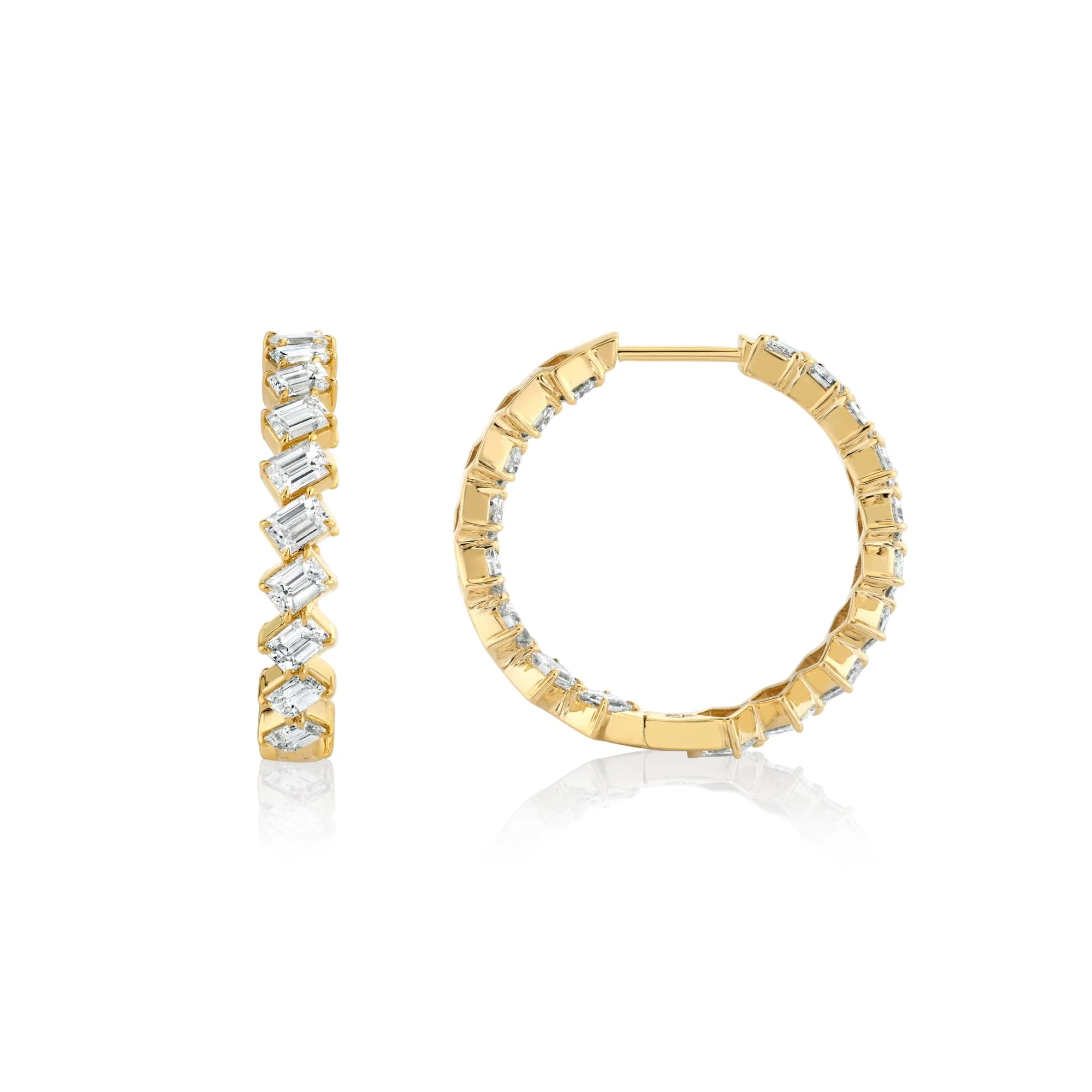 5.20ctw Montage Emerald Cut Hoop Earrings