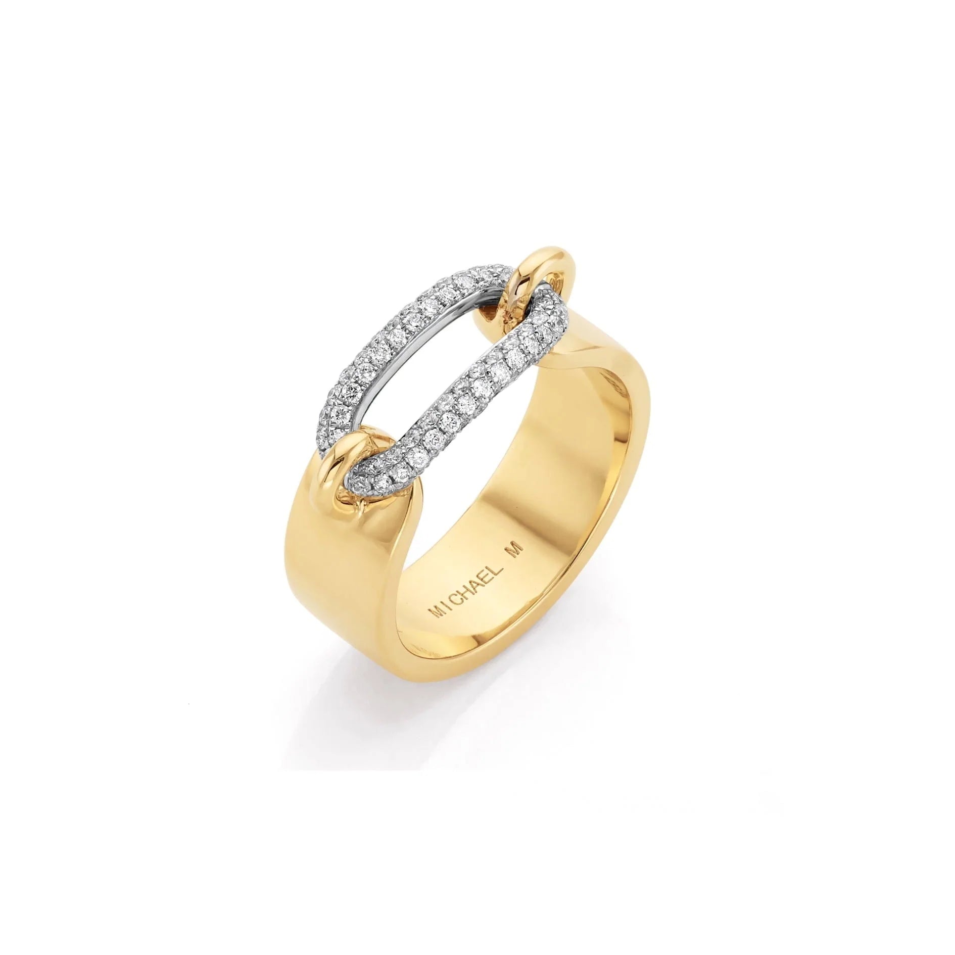 0.43ctw Two Tone Luxe Link Pavé Ring