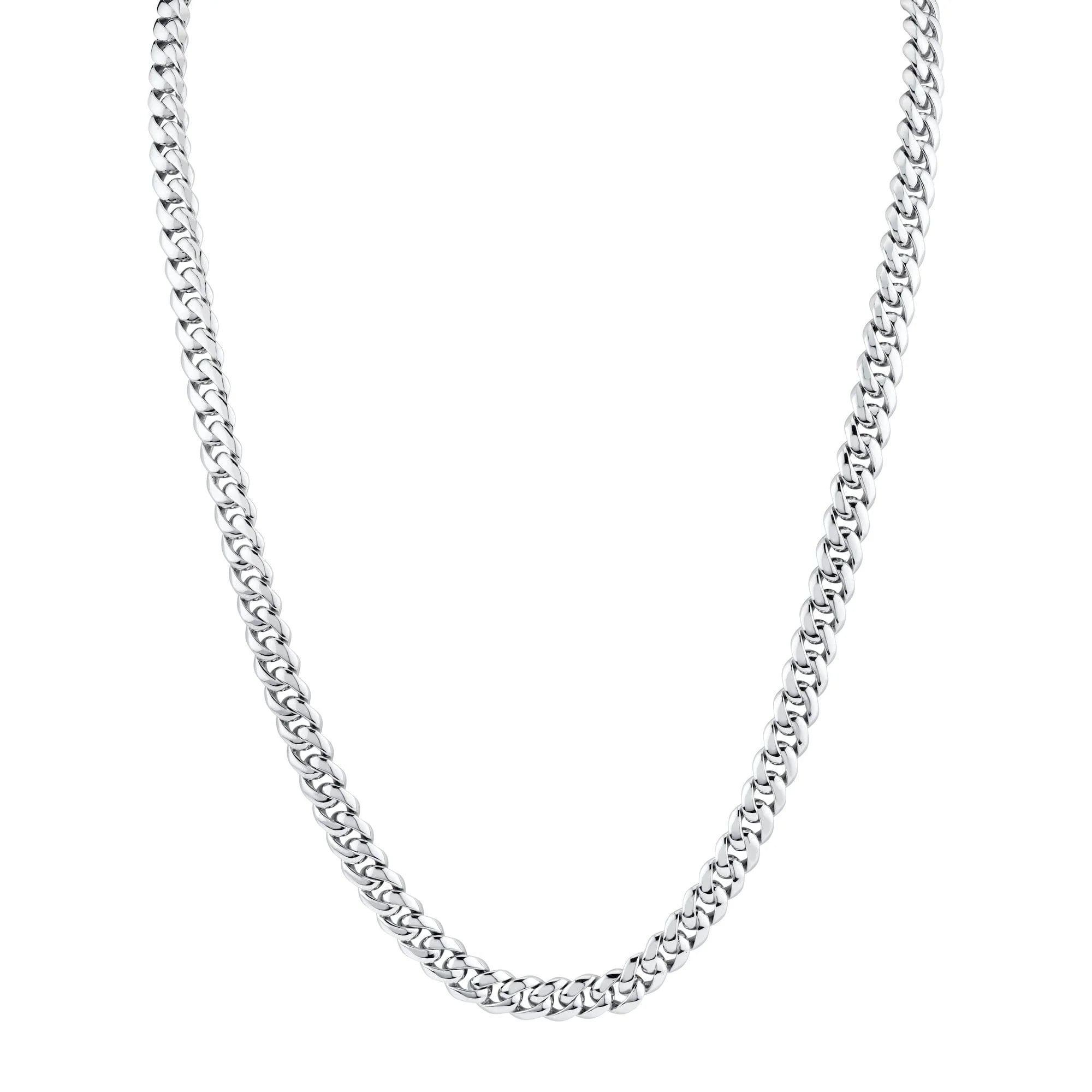 8mm Silver Men's Cuban Chain Necklace
