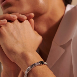 Sterling Silver and Black Sapphire Icon Bracelet