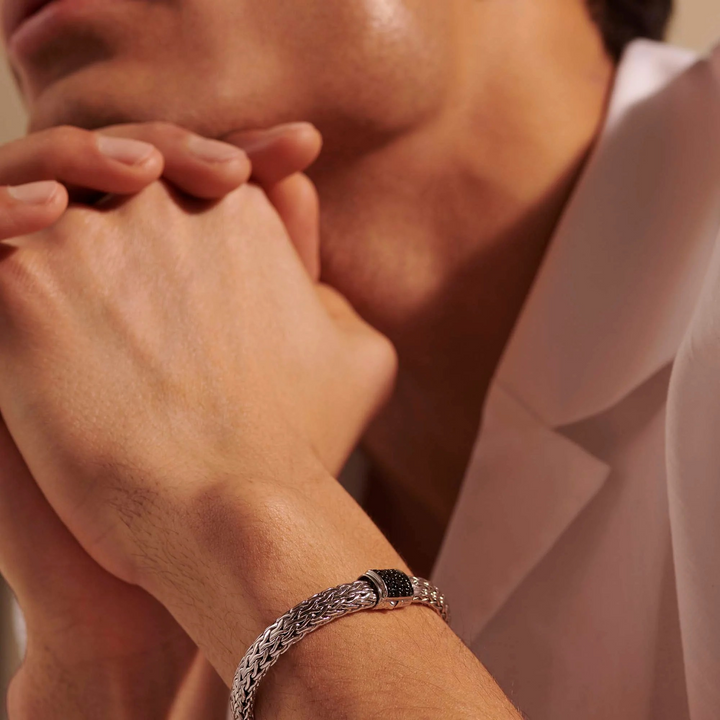 Sterling Silver and Black Sapphire Icon Bracelet