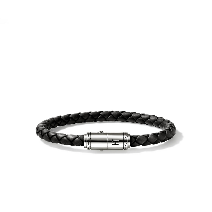 Sterling Silver & Black Leather Cord Bracelet