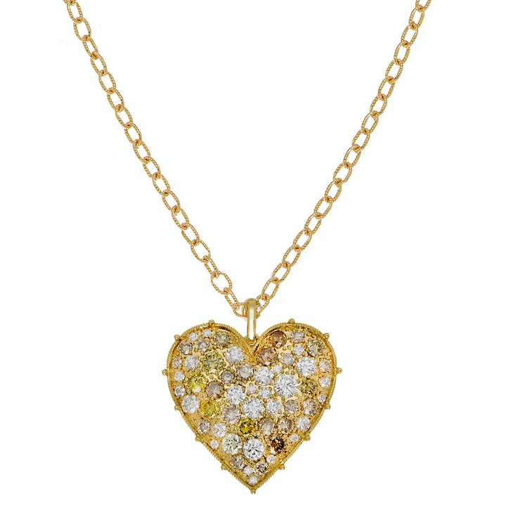 Confetti Heart Multi-Color Diamond Pendant