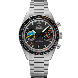 OMEGA Speedmaster FLIGHT QUALIFIED chronograph, TACHYMÈTRE BASE 1000 bezel, CO-AXIAL MASTER CHRONOMETER; subdials 60 20; date 8