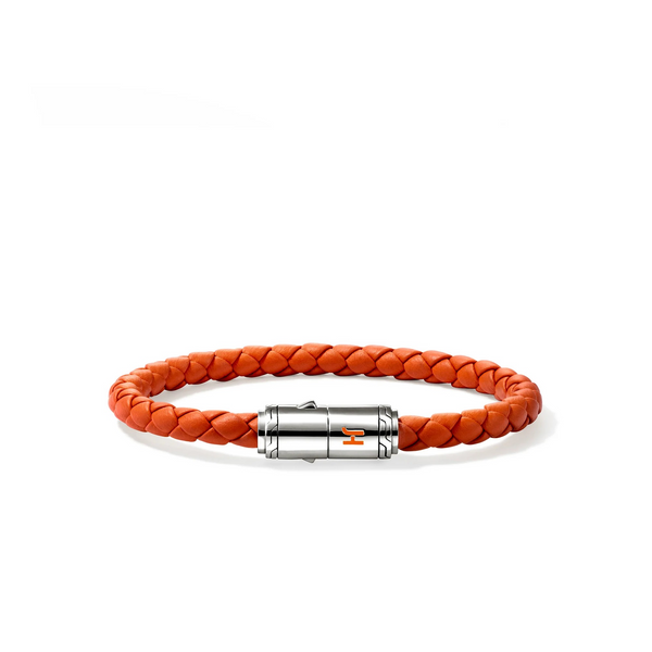 Sterling Silver & Orange Leather Cord Bracelet