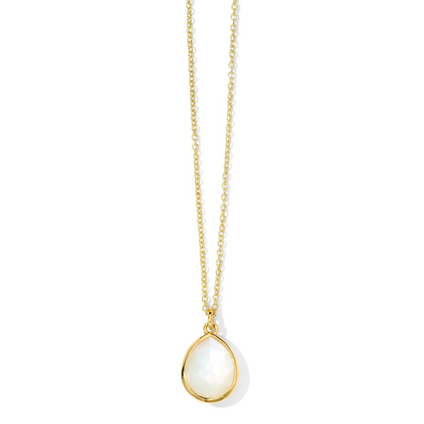 18K Gold Mother of Pearl Mini Teardrop Pendant Necklace