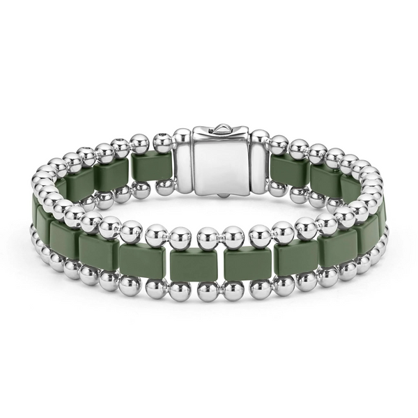 Matte Hunter Green Ceramic Link Bracelet | 15mm