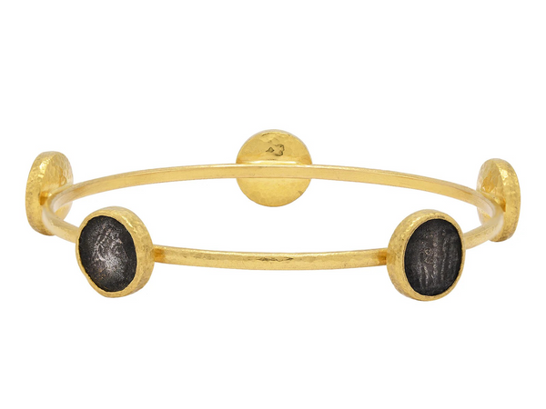 Gold Stacking Bangle with Round Coin Stations