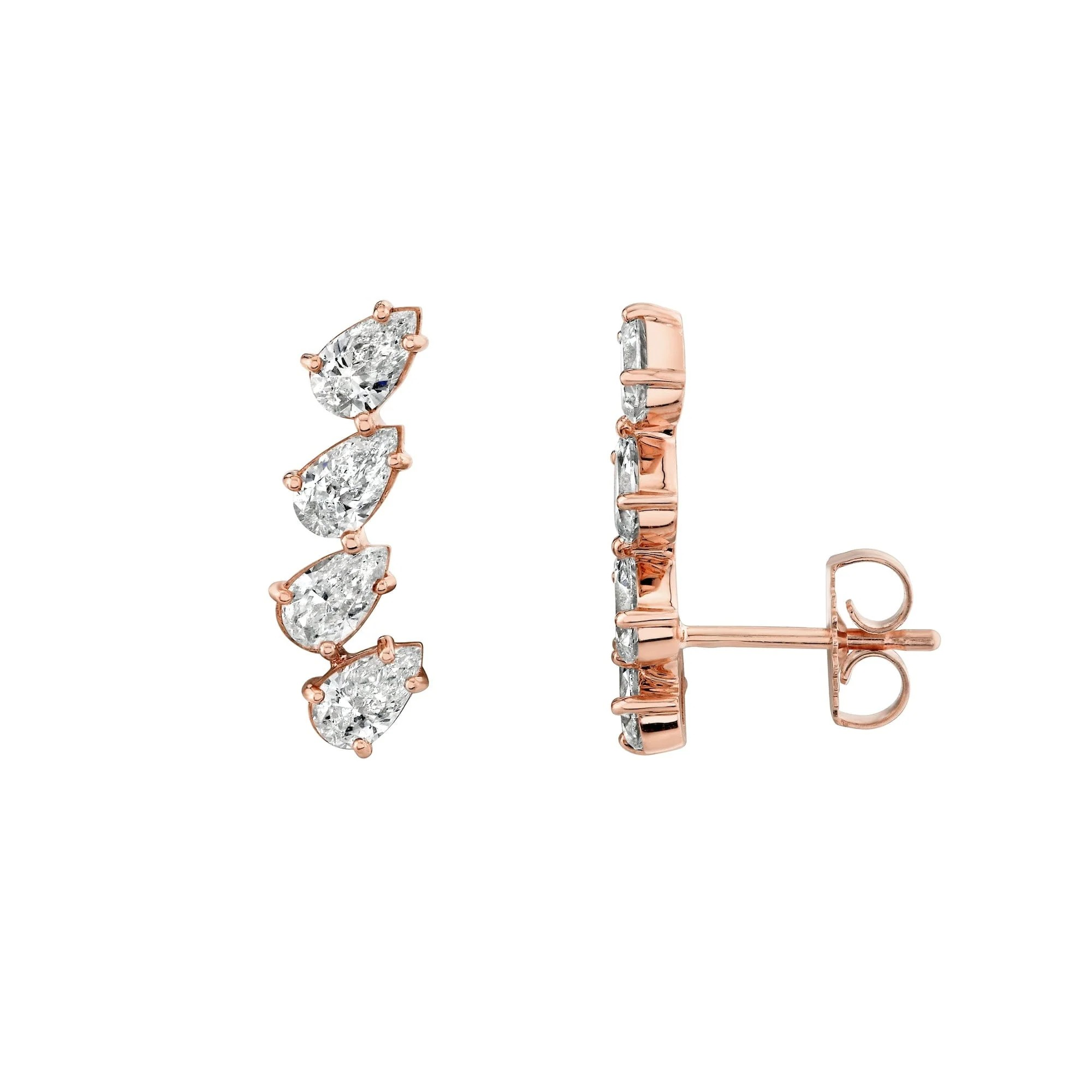 1.92ctw Diamond Montage Pear Cut Ear Crawlers