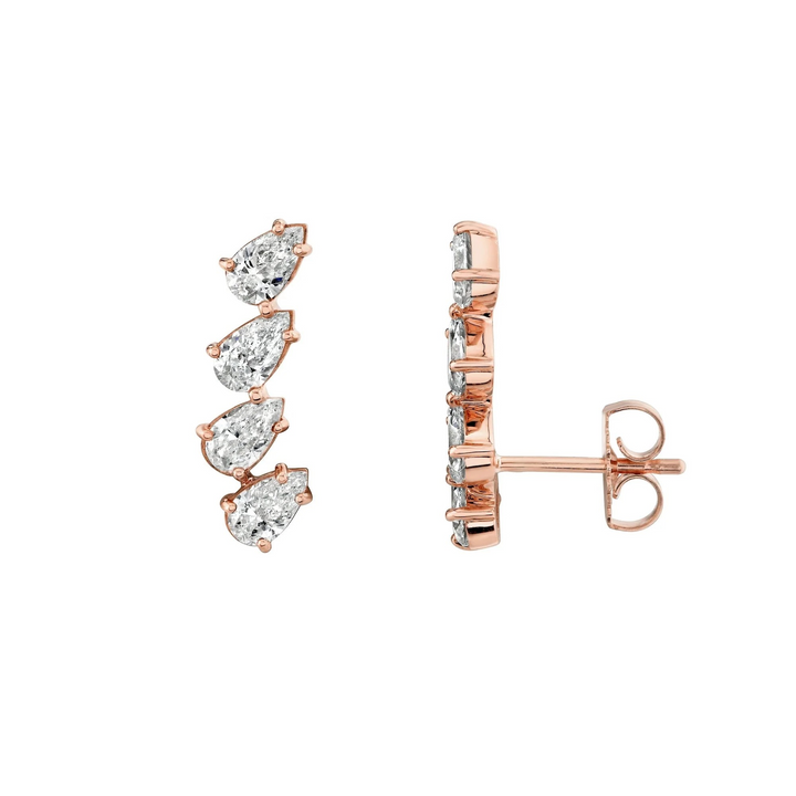 1.92ctw Diamond Montage Pear Cut Ear Crawlers