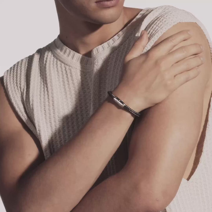 Sterling Silver & Black Rubber Cord Bracelet